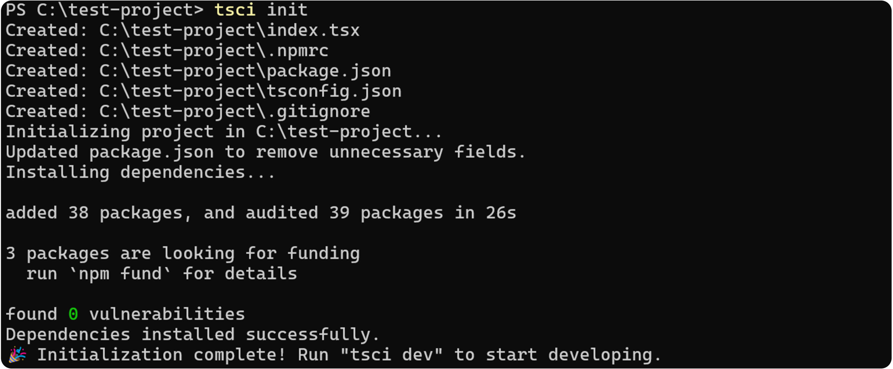 tsci init result